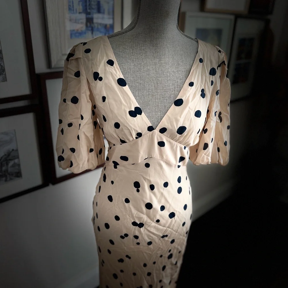 ba&sh Cream and Black Polka Dot Maxi Dress - Picture 1 of 4